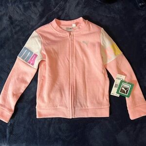 Puma Kids Light Pink Jacket with Colorful Sleeves